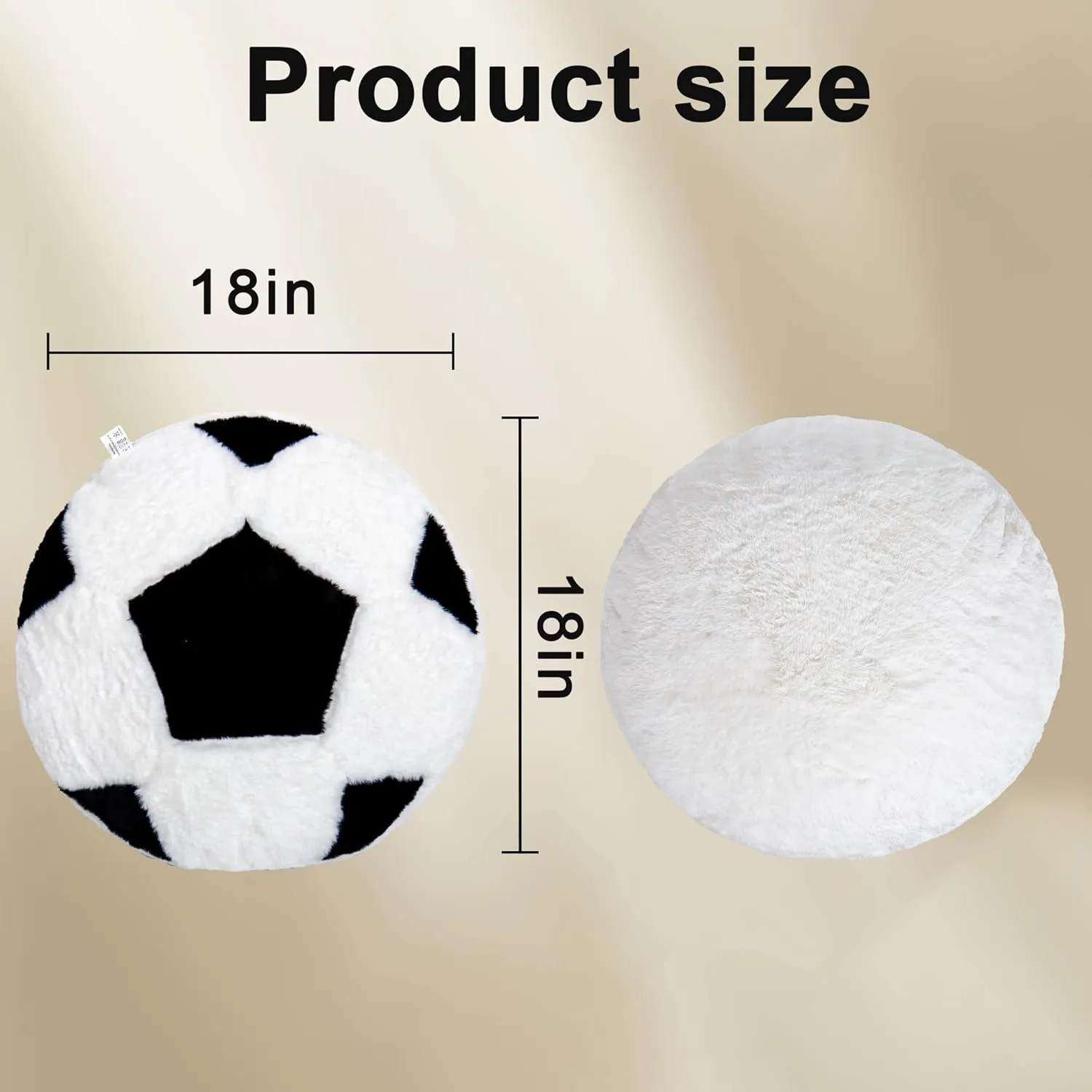 Wepop 18 Inch Fluffy Soccer Ball Pillow - Soft Plush Stuffed Animal Toy for Kids, Boys & Girls, Soccer Fans, Huggable Gift for Birthday, Christmas & Home Décor, Bedroom, Game Room, Sports Theme Party
