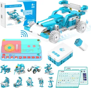 WhalesBot D1 21-in-1 Coding Robot Kit, 280  Pieces, APP-Controlled, 3D Tutorials, Educational Toy for Kids 4-10