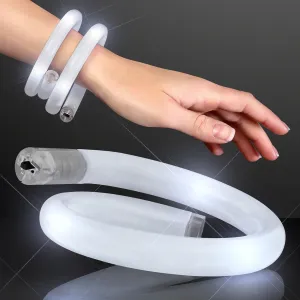 White Flashing LED Light Up Wrap Around Tube Bracelets (Set of 12)