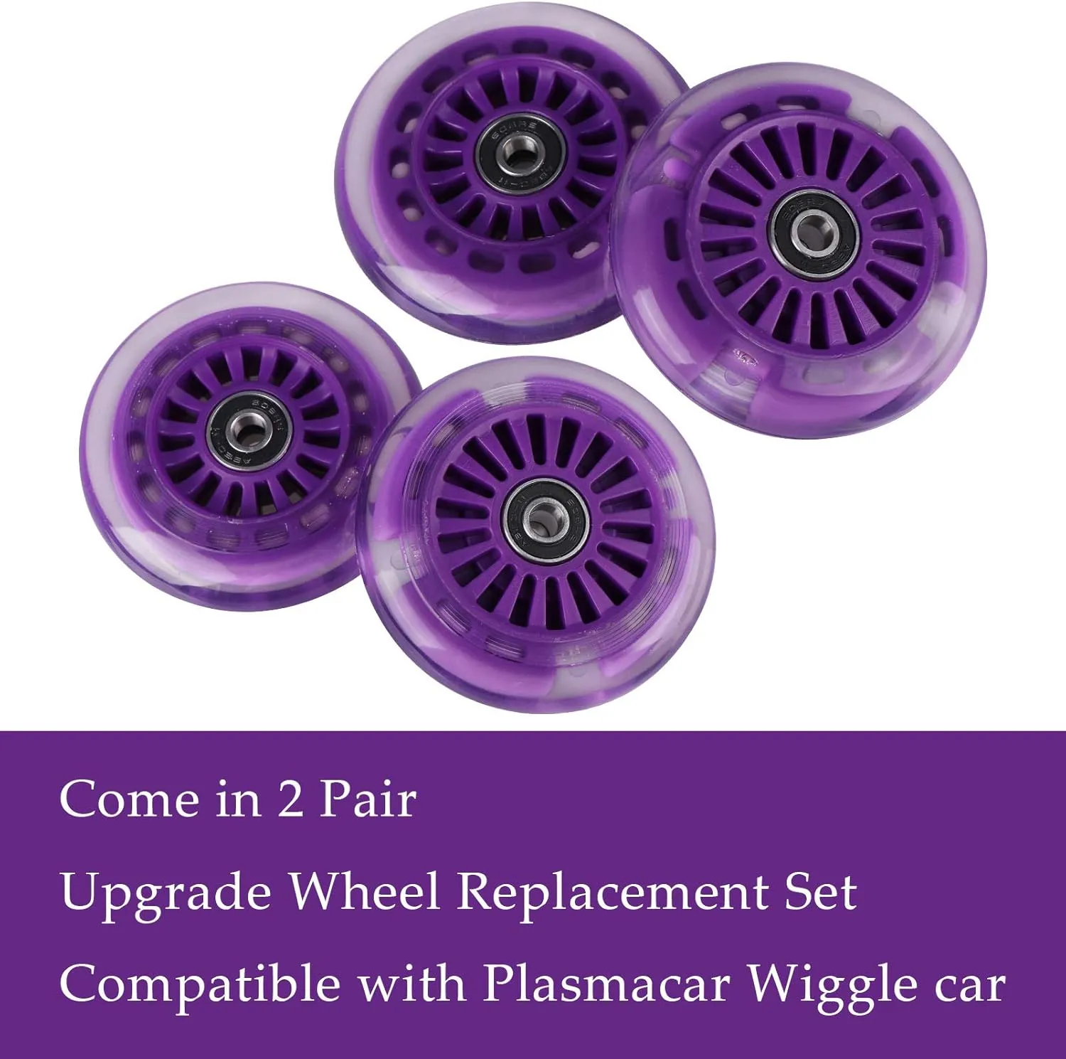 Wiggle Car Polyurethane Replacement Wheels Set Upgrade for Ride-on Toys (Purple)