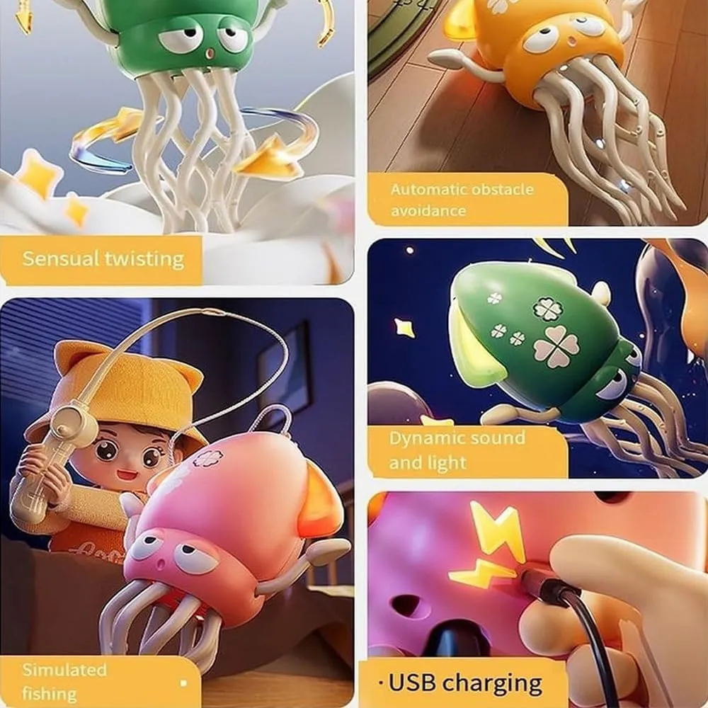 Wiggly Wonder Octopus, Octopus Tummy Time Toy, Electric Crawling Octopus Toy, Dancing Squid, Creative Magic Crazy 8-Leg Action Obstacle with Led Lights & Music, Self-Navigating (C-3)