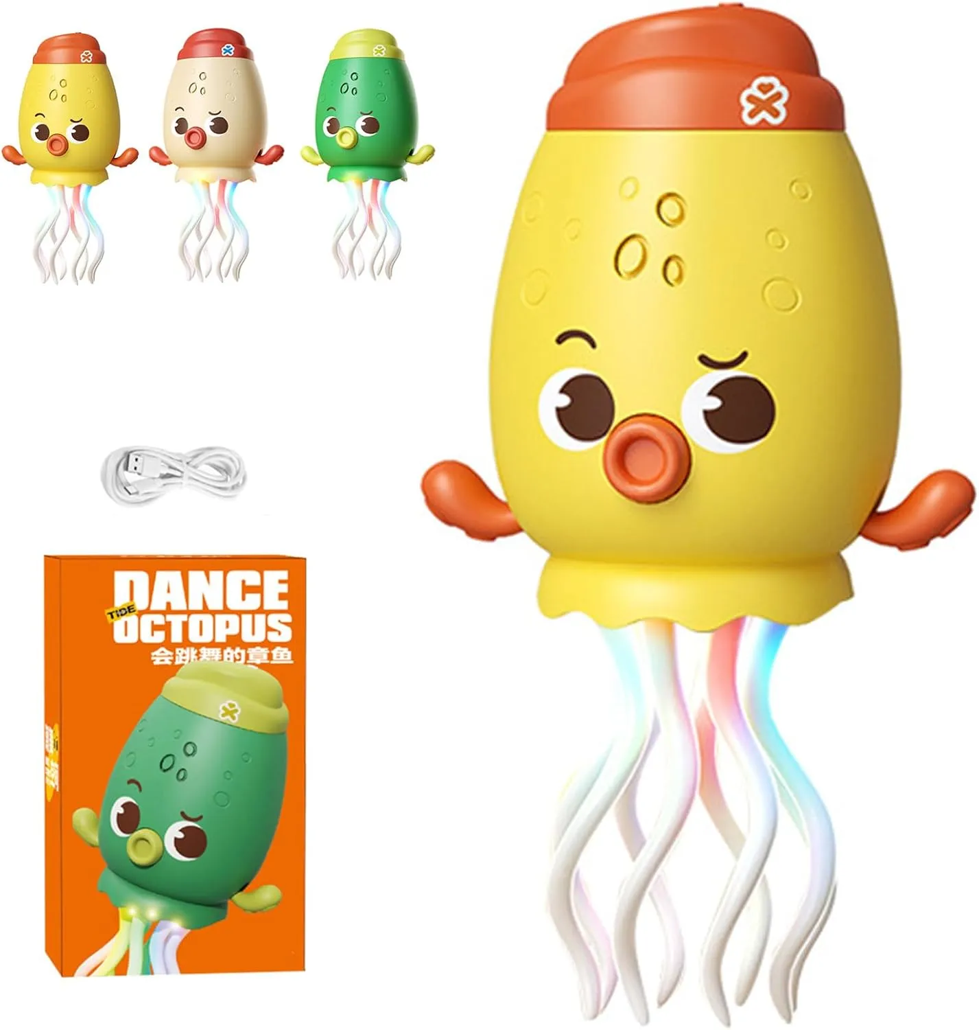 Wiggly Wonder Octopus, Octopus Tummy Time Toy, Electric Crawling Octopus Toy, Dancing Squid, Creative Magic Crazy 8-Leg Action Obstacle with Led Lights & Music, Self-Navigating (C-3)