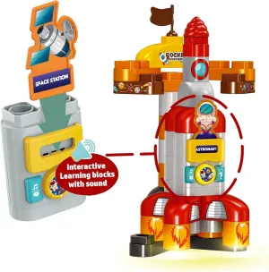 WISEPLAY Space Interactive Toys for 2  Year Old - Bulding Mega Blocks for Toddlers 2-3 with Intelligent Interactive Moduls - Space Rocket Toy for Toddlers - STEM Space Ship Toy