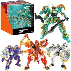 WishaLife Ninja Mech Dragon Robot Warrior Building Blocks Set, Creative Action Figure Toy Gift for Kids, Boys, Girls Ages 6 and Up (1263 Pieces)