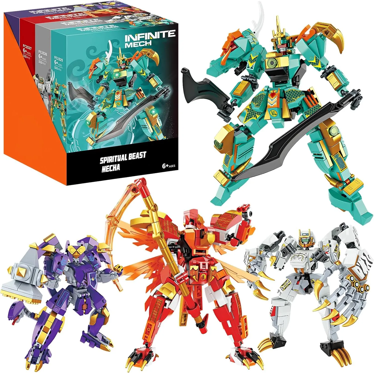 WishaLife Ninja Mech Dragon Robot Warrior Building Blocks Set, Creative Action Figure Toy Gift for Kids, Boys, Girls Ages 6 and Up (1263 Pieces)