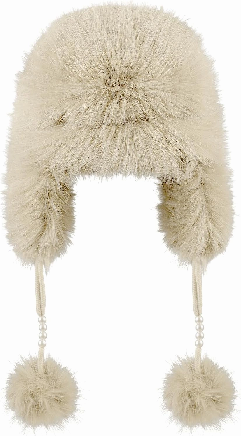 Women's Faux Fur Hats Winter Trooper Trapper Hats Cossak Russian Style Warm Winter Hats Hunting Hat Aviator Ski Hats