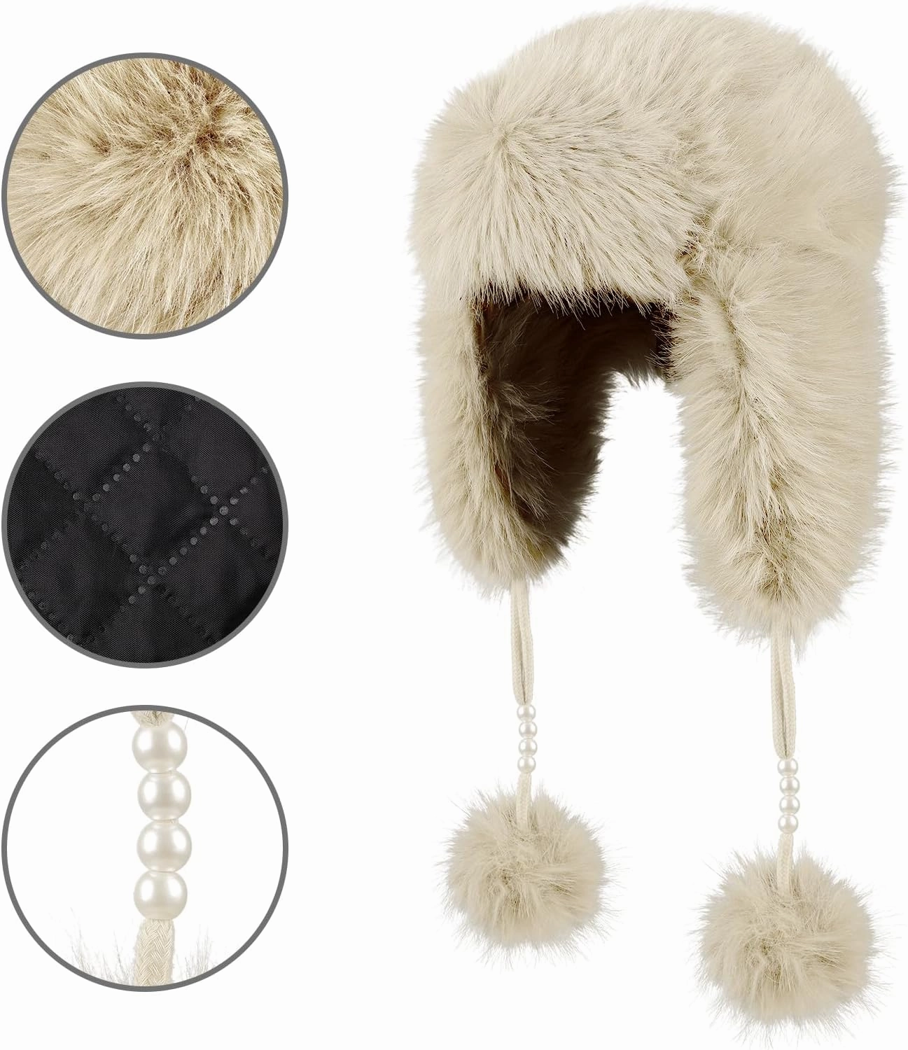 Women's Faux Fur Hats Winter Trooper Trapper Hats Cossak Russian Style Warm Winter Hats Hunting Hat Aviator Ski Hats