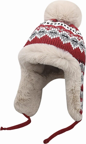 Women Winter Beanie Hat Thick Fleece Lined Warm Earflap Trapper Hat Pom Pom Jacquard Knited Outdoor Ski Snow Cap