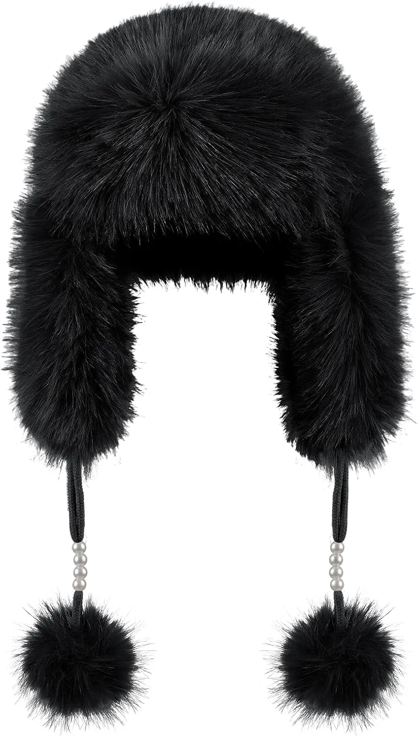 Women's Faux Fur Hats Winter Trooper Trapper Hats Cossak Russian Style Warm Winter Hats Hunting Hat Aviator Ski Hats