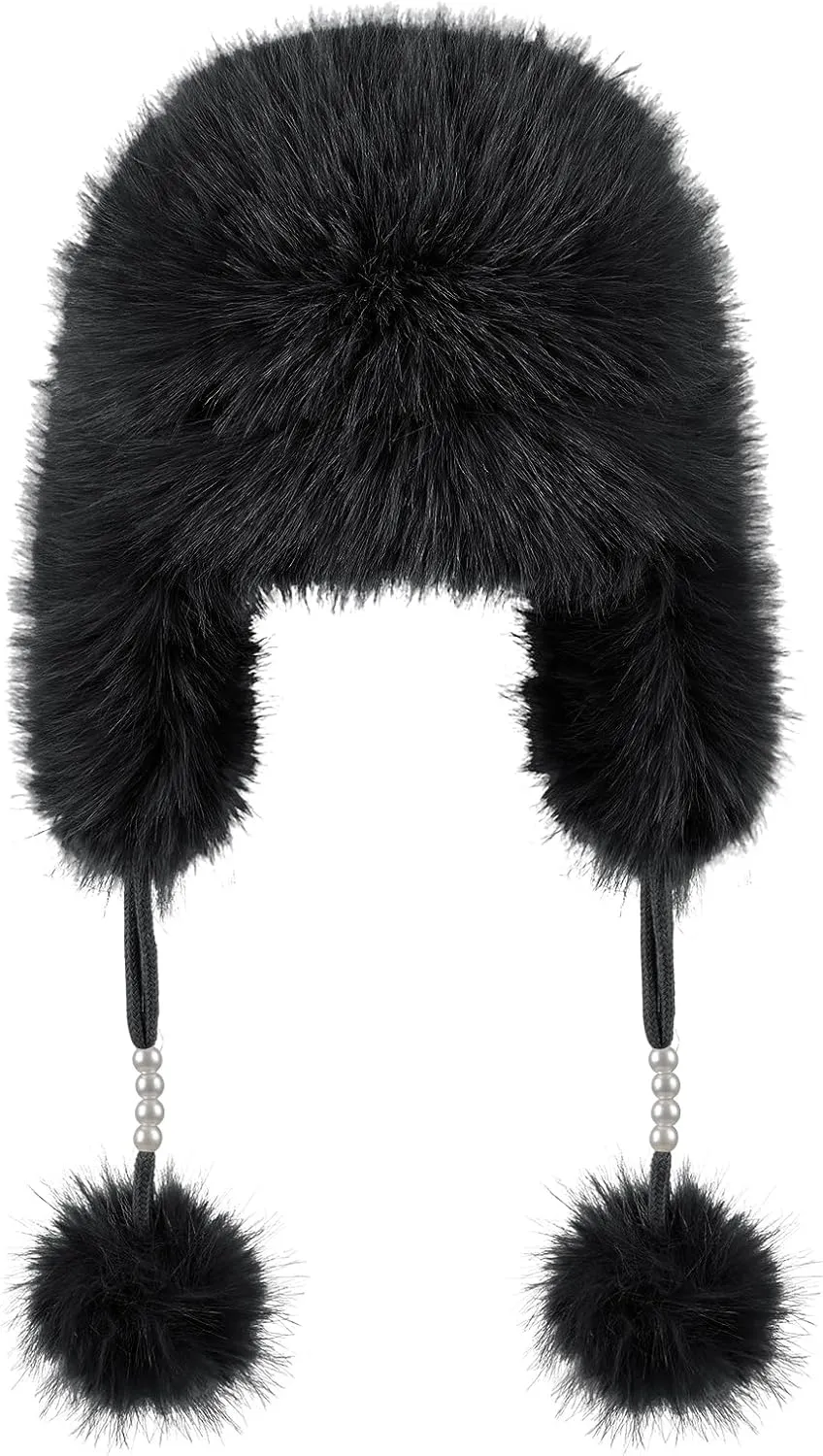 Women's Faux Fur Hats Winter Trooper Trapper Hats Cossak Russian Style Warm Winter Hats Hunting Hat Aviator Ski Hats