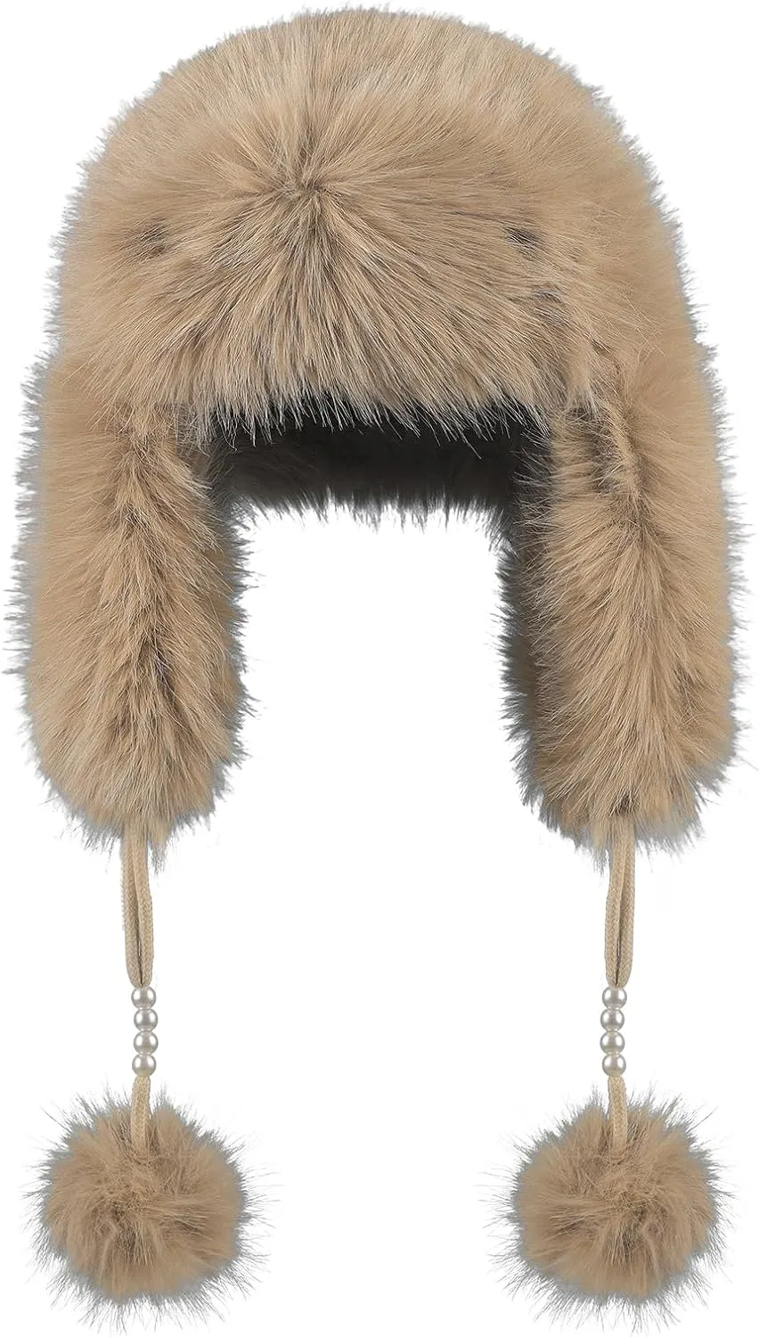 Women's Faux Fur Hats Winter Trooper Trapper Hats Cossak Russian Style Warm Winter Hats Hunting Hat Aviator Ski Hats