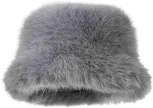 Women's Winter Faux Fur Fuzzy Warm Bucket Hat Furry Fisherman Plush Hats for Women