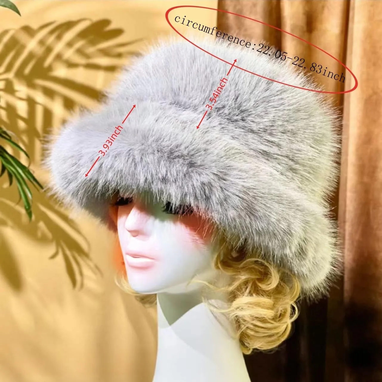 Women's Winter Faux Fur Fuzzy Warm Bucket Hat Furry Fisherman Plush Hats for Women