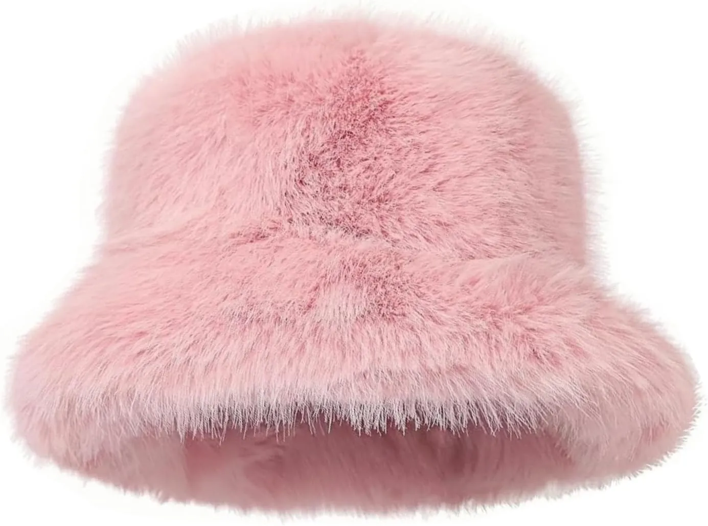 Women's Winter Faux Fur Fuzzy Warm Bucket Hat Furry Fisherman Plush Hats for Women