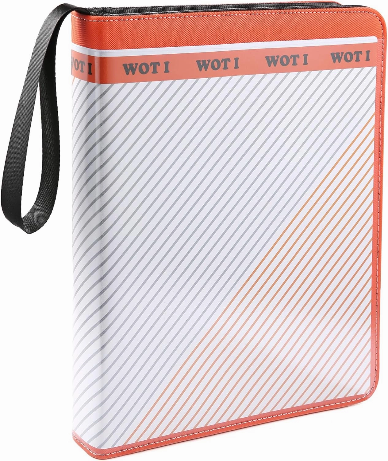 WOT I Customizable Card Binder with Clear Front-to-Side Cover, 900 Pocket Trading Card Binder with Double-Sided Sleeves&Zipper, Card Carrying Case for Baseball/Football Cards, Orange