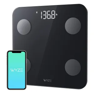 Wyze Scale S, Scale for Body Weight, FSA HSA Eligible, Digital Bathroom Scale for Body Fat, BMI, Muscle, Heart Rate, Body Composition Analyzer with App, Batteries Included, Bluetooth, 400 lb, Black