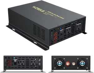 WZRELB 1500W 12VDC 120VAC Pure Sine Wave Power Inverter with 2 AC Outlets Wired Remote Control Car Inverter (RBP-150012WR)