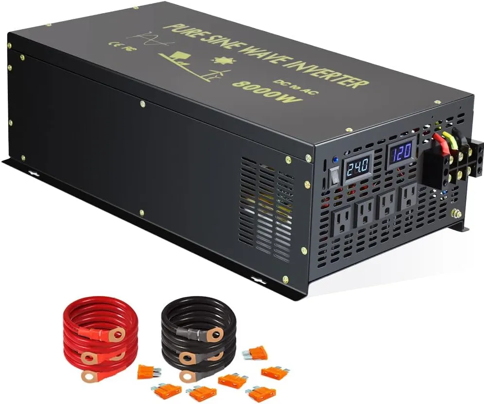 WZRELB 8000W 24VDC to 120VAC Pure Sine Wave Solar Power Inverter Homeuse Car Inverter