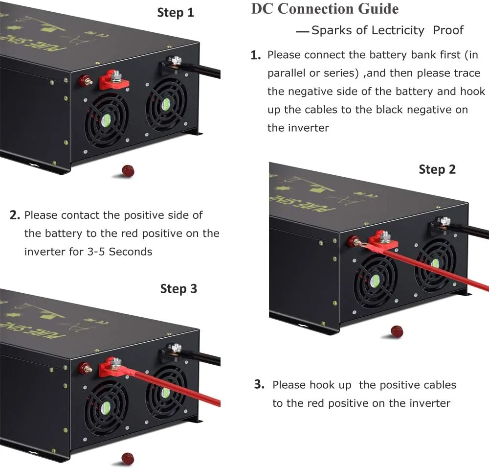 WZRELB Pure Sine Wave 6000W (10000W Surge) 24VDC 120VAC Power Inverter - Solar, RV (RBP-600024S)
