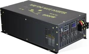 WZRELB Pure Sine Wave 6000W (10000W Surge) 24VDC 120VAC Power Inverter - Solar, RV (RBP-600024S)