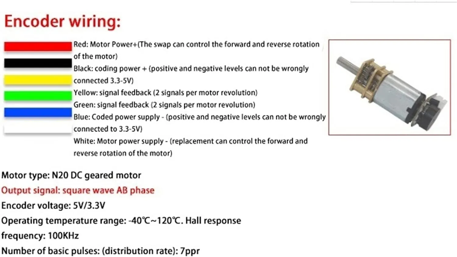 Xianglaa-Motor GA12-N20 Mini DC Geared Motor, Hall Encoder Speed Measuring Code Smart Car Robot Mini Small Motor 3v6v12v (Size : 6v 50RPM)