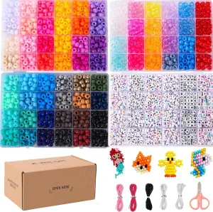 XJRLUK Pony Bead Bracelet Making Kit, 72 Colors 6x9mm Craft Kit for Friendship Jewelry, Rainbow Bulk With Letter Beads for Girls and Kids Age 5  DIY Crafts Gifts Jewelry Toys