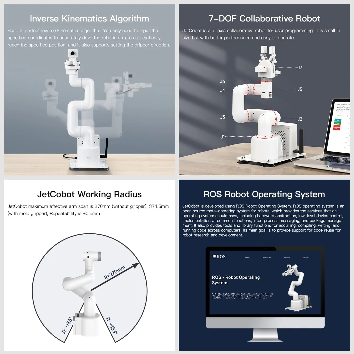 Yahboom Jetson Orin Nano Super 8GB 67Tops Robotic Arm MyCobot280 7DOF Collaborative Robot Desktop Educational Robotic Arm Python with Adaptive Gripper