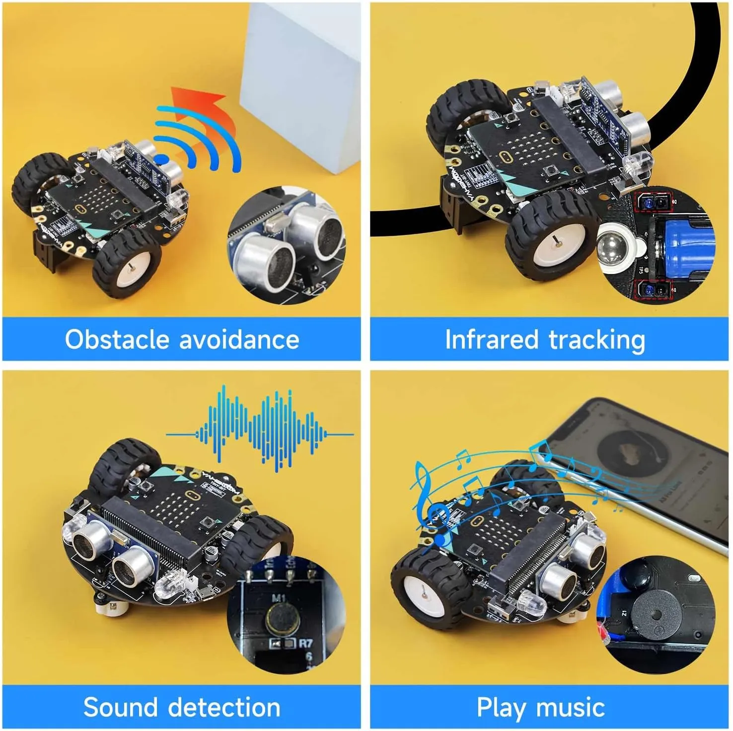 Yahboom Microbit V2 Start Robotic for Kids STEM Education Toy Car Kit DIY Programmable with Tutorial Super Cost-Effective (Robot with Micro:bit V2)