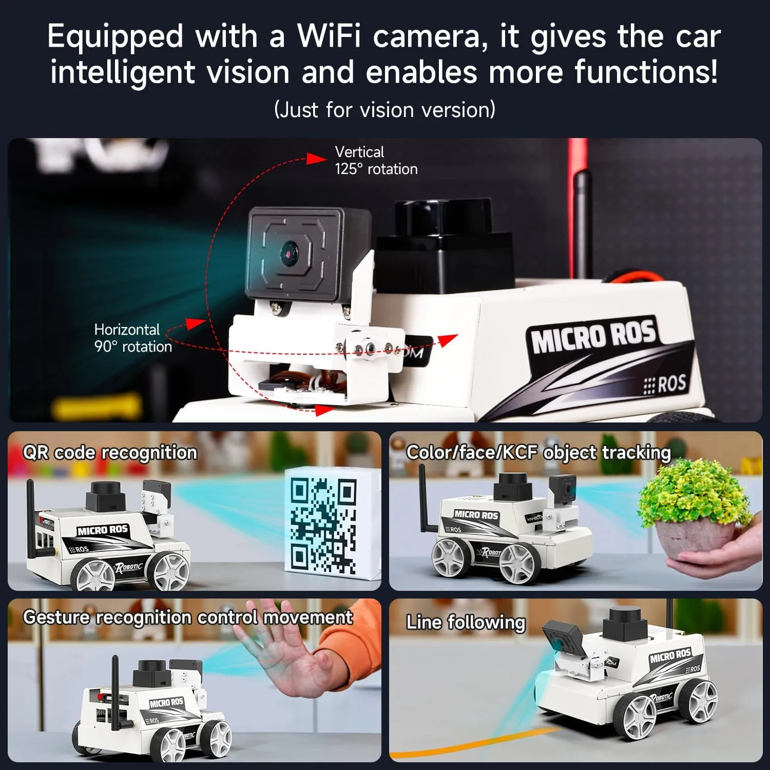 Yahboom MicroROS Robot Robot Kit ROS2 Artificial Intelligence 3D SLAM Mapping Navigation AI Visual Recognition ROS2 Without ESP32 Camera (Standard Edition)