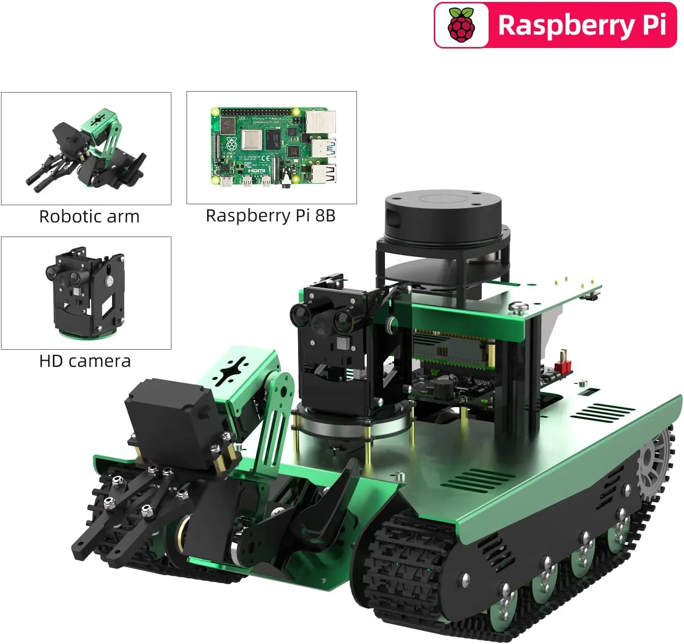Yahboom Raspberry Pi 4B AI Robot ROS Tank Kit Transbot with Somatosensory Depth Camera 3D Scanner ROS Robotics Coding 2D 3D Mapping Navigation Electronics Building Kit for Adult