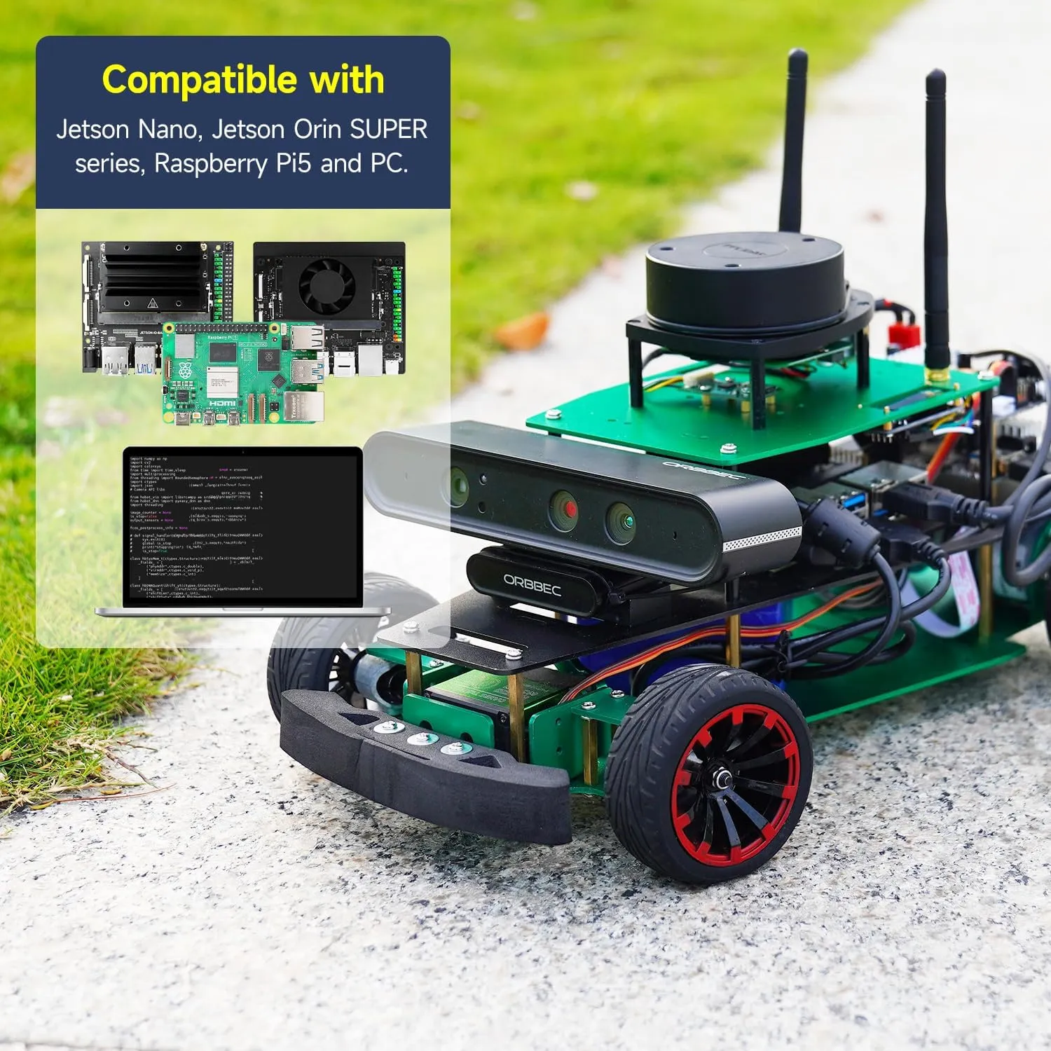 Yahboom Raspberry Pi Jetson Nano/Jetson Orin Nano Super AI Professionally Programmable Ackerman Steering Structure ROS2 Robot Kit for Adults (R2 Superior Ver with Pi 5)