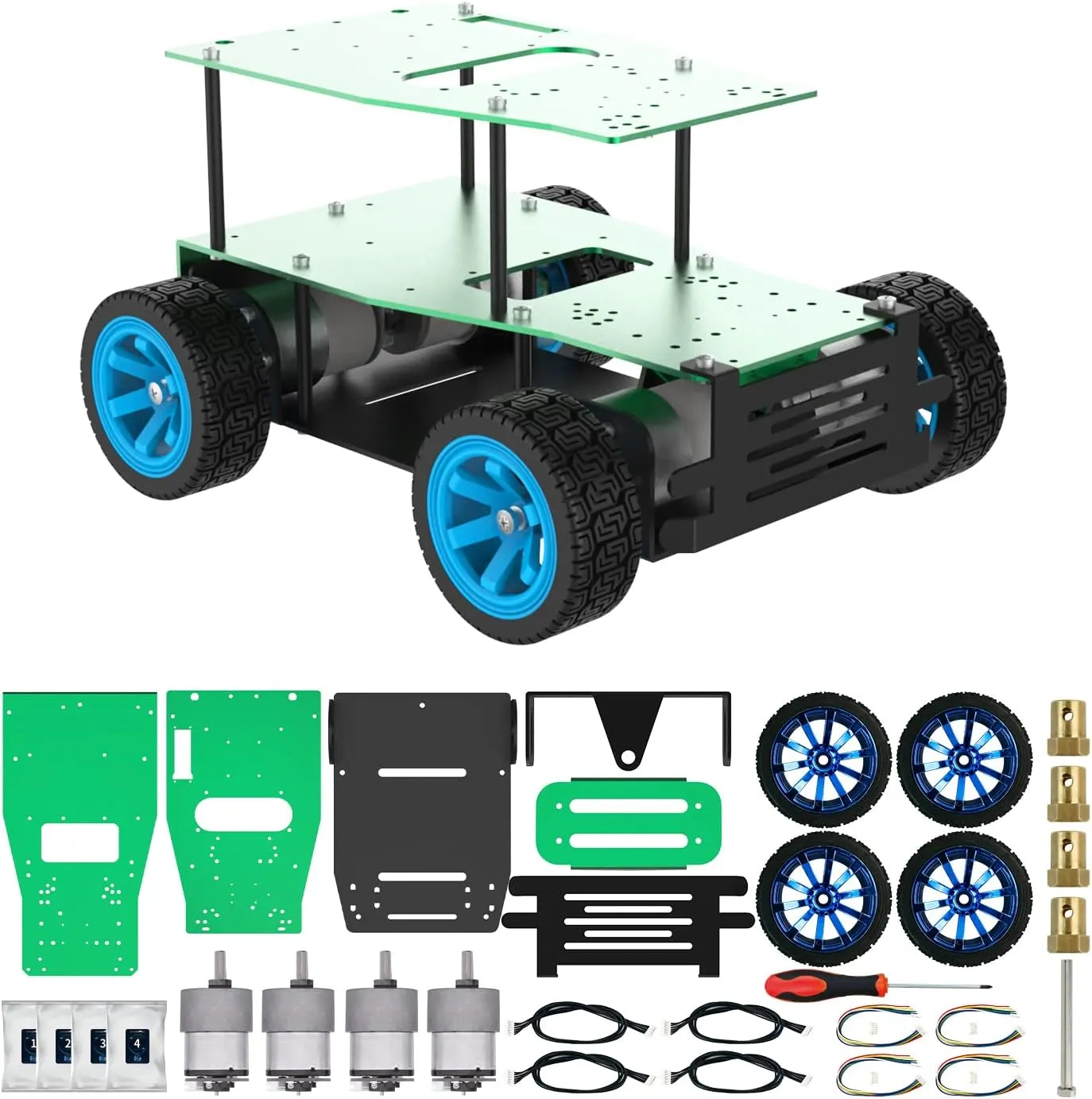 Yahboom Robot Metal Kits Suspension 4WD Frame with 12V 520 DC Motors Smart Car for School Eduactional Science (Suspension with 4WD Drive(M))