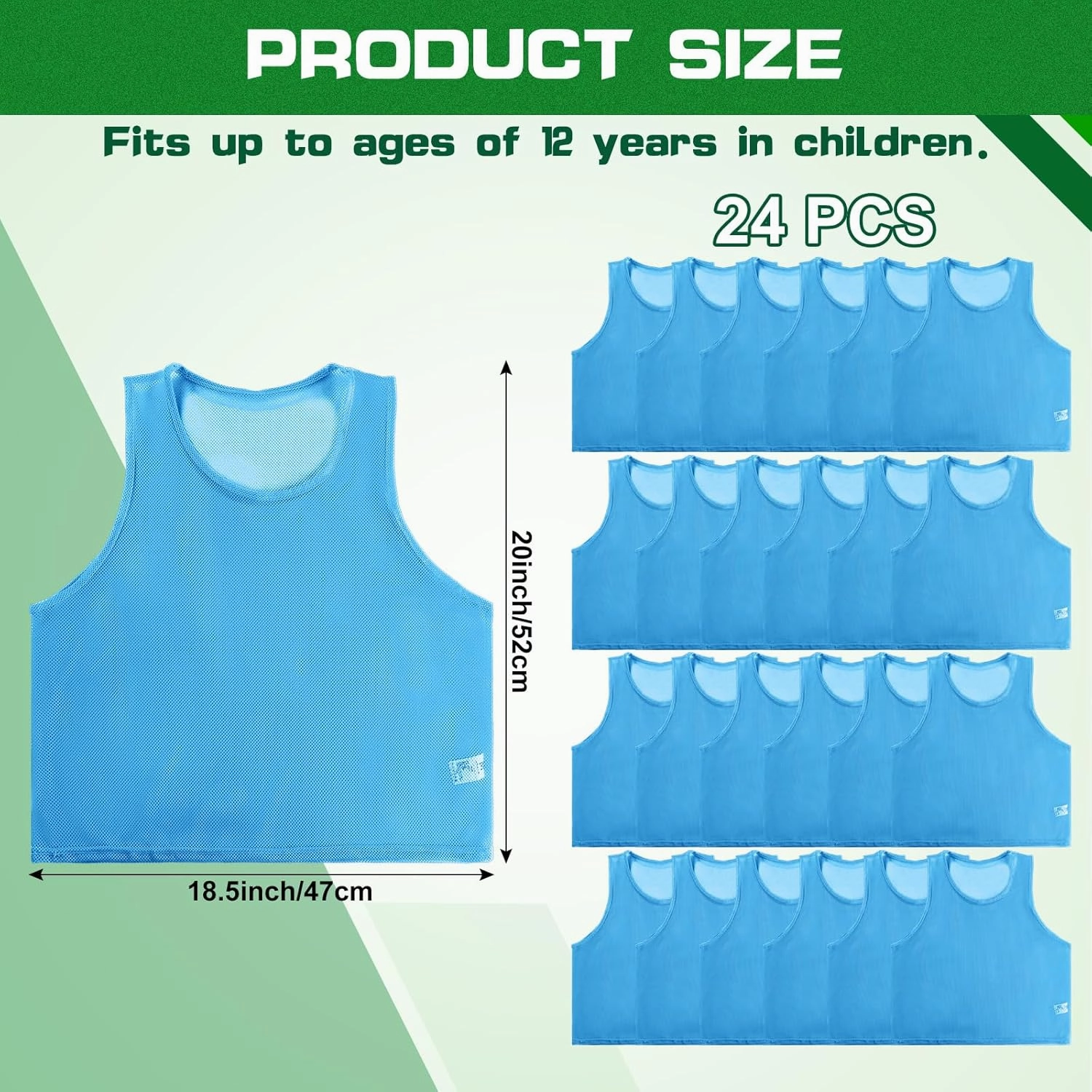 Yahenda 24 Pcs Nylon Mesh Scrimmage Team Practice Vests Pinnies Jerseys for Children Youth Sports Basketball Soccer Football