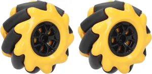 Yellow 60mm High Hideness Mecanum Wheel Omni-Directional Wheel TT Motor Hubs/Connector for Robot Car Kit DIY STEM Toy Parts((1 Pair))