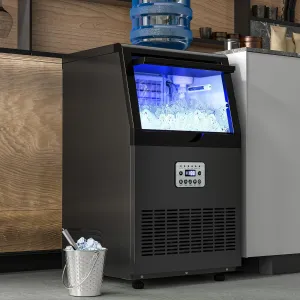 YITAHOME Black 100LBS Commercial Ice Maker Machine with 33LBS Storage Bin, 2 Way Water Inlet, Stainless Steel Freestanding Ice Maker Under Counter with Ice Scoop, Ice Bucket for Home Bar Office Party