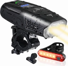 Yosky USB Rechargeable Bike Light Set - EVO 5400mAh Smart Bike Headlight and Tail Light - Super Bright Bike Light Front and Back for Adults Kids Men Women Night Riding