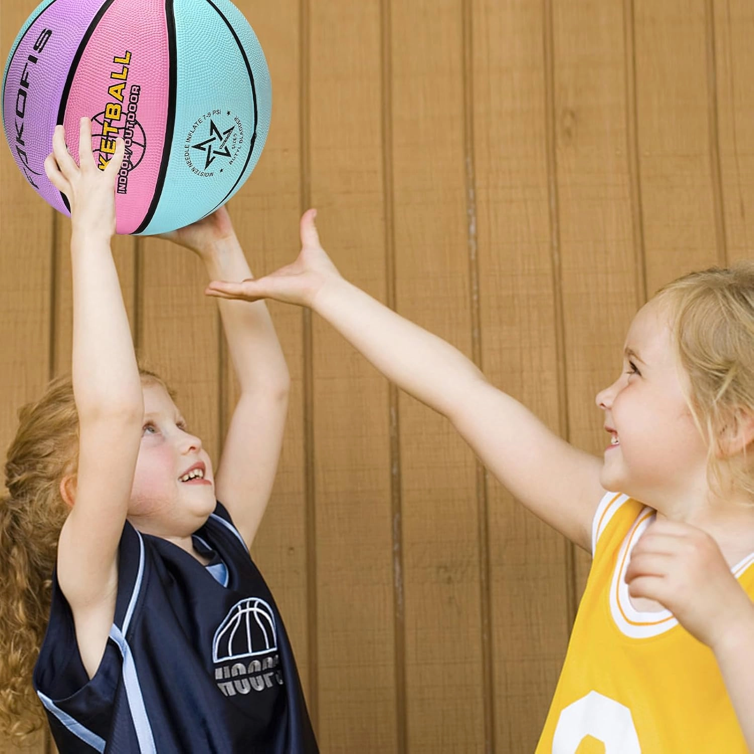 Youth Basketball Size 5 (27.5") Premium Rubber Kids Basketball Size 3/4(22/25.5") for Boys Girls Age 3-14 Indoor Outdoor Pool Play (Gift for Children)