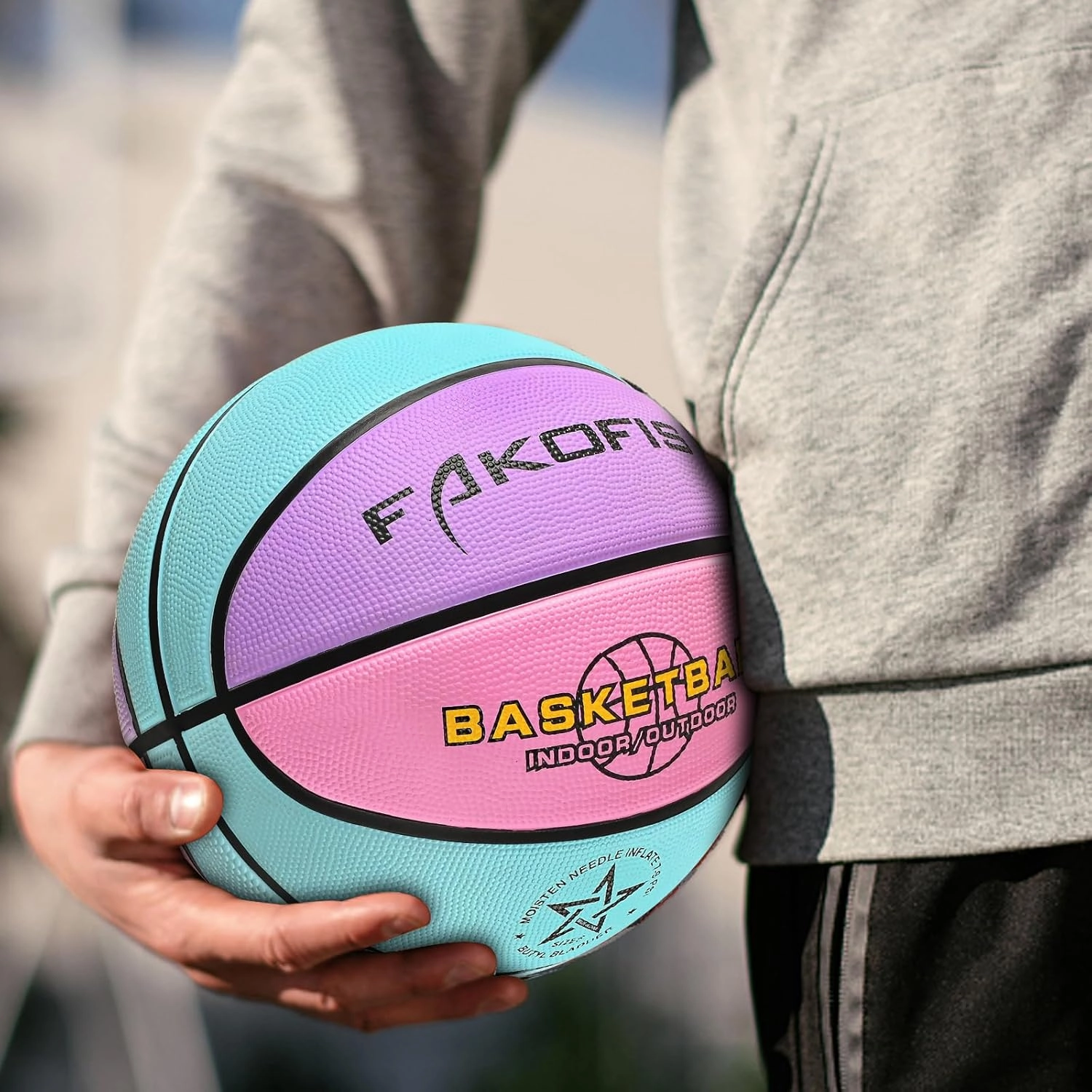 Youth Basketball Size 5 (27.5") Premium Rubber Kids Basketball Size 3/4(22/25.5") for Boys Girls Age 3-14 Indoor Outdoor Pool Play (Gift for Children)