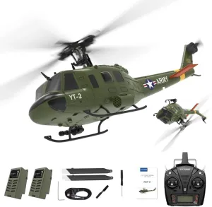 YUXIANG F07-V UH1D RC Helicopter, 1/34 Scale 6CH 2.4GHz Remote Control Aircraft Model, 3D/6G Brushless Direct-Drive Flybarless Military Helicopter for Adult - RTF