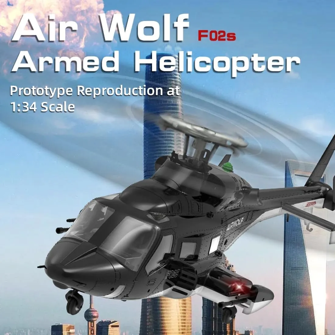 Yuxiang Flyingwolf F02S RC Helicopter with LED Lights, 1/36 Scale 8CH 3D/6G Dual Mode Aerobatics RC Helicopter with Auto-Return & & GPS Positioning - RTF