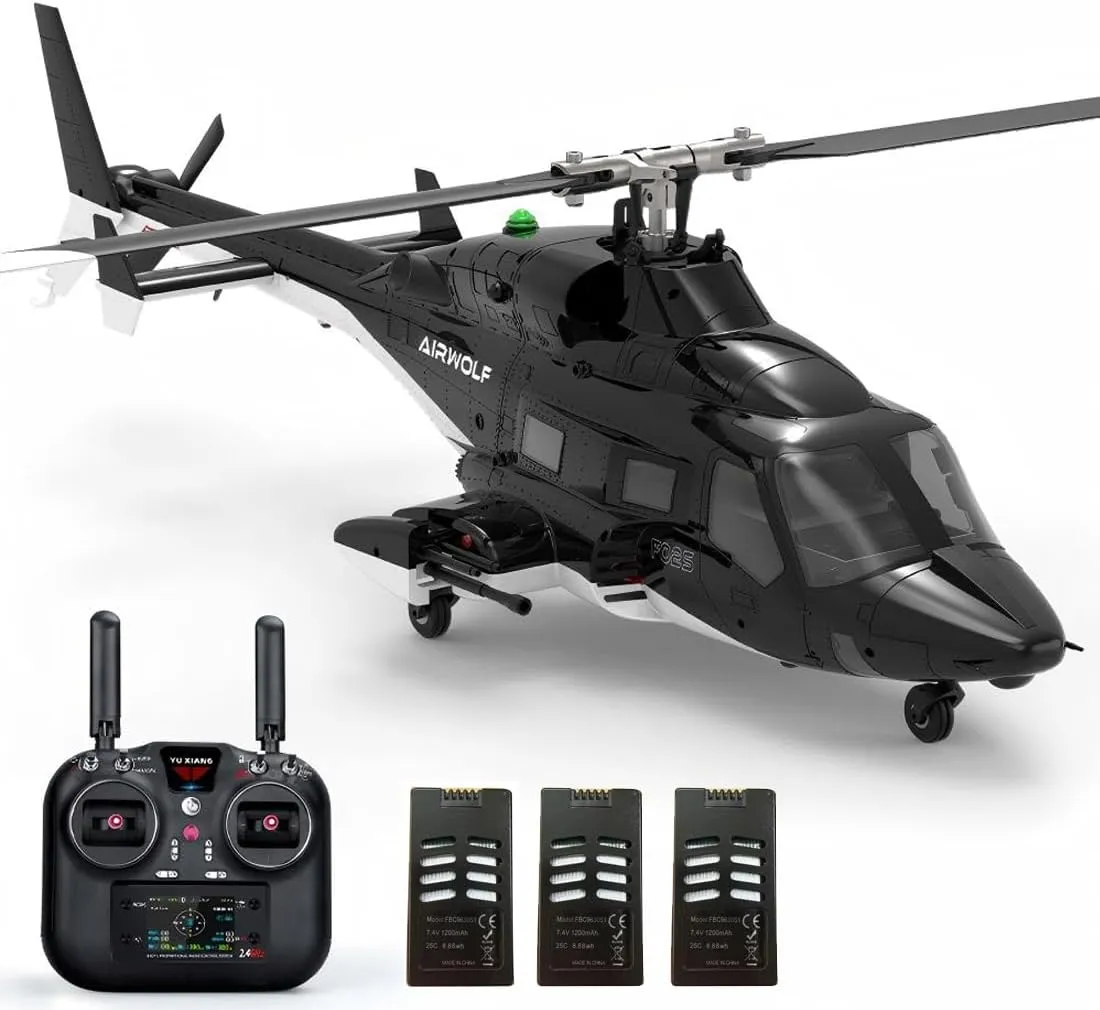 Yuxiang Flyingwolf F02S RC Helicopter with LED Lights, 1/36 Scale 8CH 3D/6G Dual Mode Aerobatics RC Helicopter with Auto-Return & & GPS Positioning - RTF