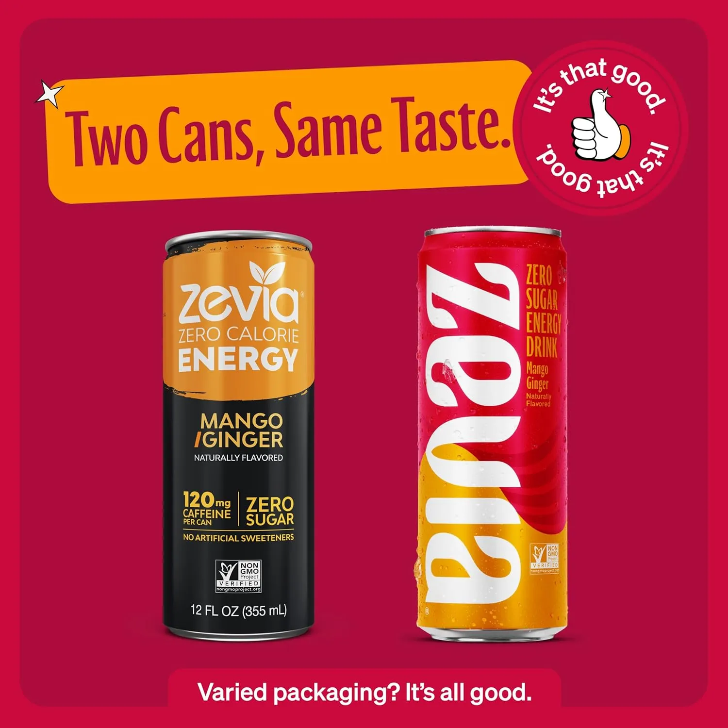 Zevia Zero Sugar Energy Drink, Mango Ginger, 12 oz Cans (12-Pack) – Naturally Sweetened, Zero Calorie Sugar Free Energy - Non-GMO Project Verified, Gluten-Free, Vegan