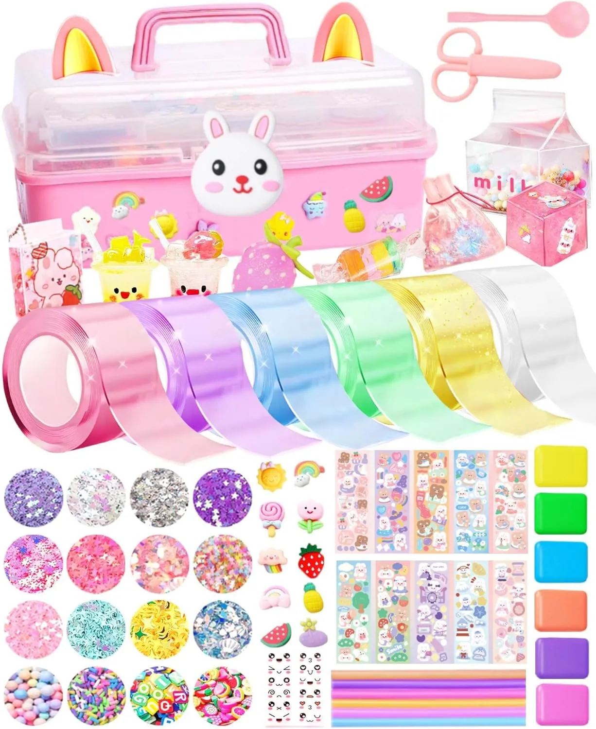 ZiZa Cute Bunny Nano Tape Bubble Kit for Kids, Squishy Maker Making Kit, Nano Tape Bubbles Girl Toys Age 6-7 Years Old, Kids Toys Girls 6-8