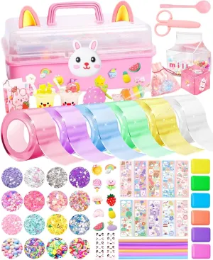 ZiZa Cute Bunny Nano Tape Bubble Kit for Kids, Squishy Maker Making Kit, Nano Tape Bubbles Girl Toys Age 6-7 Years Old, Kids Toys Girls 6-8