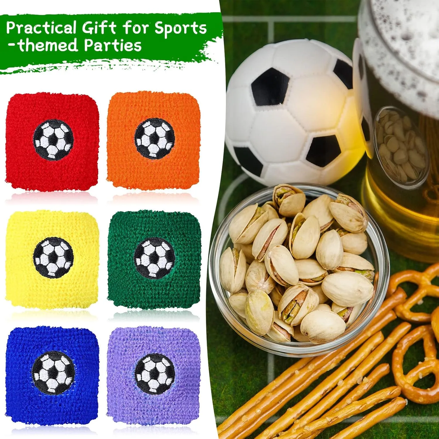 Zomiboo 24 Pieces Kids Sweatbands, Children's Athletic Wristbands, Sports Party Favors for Sports Birthday Party