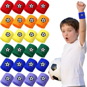 Zomiboo 24 Pieces Kids Sweatbands, Children's Athletic Wristbands, Sports Party Favors for Sports Birthday Party