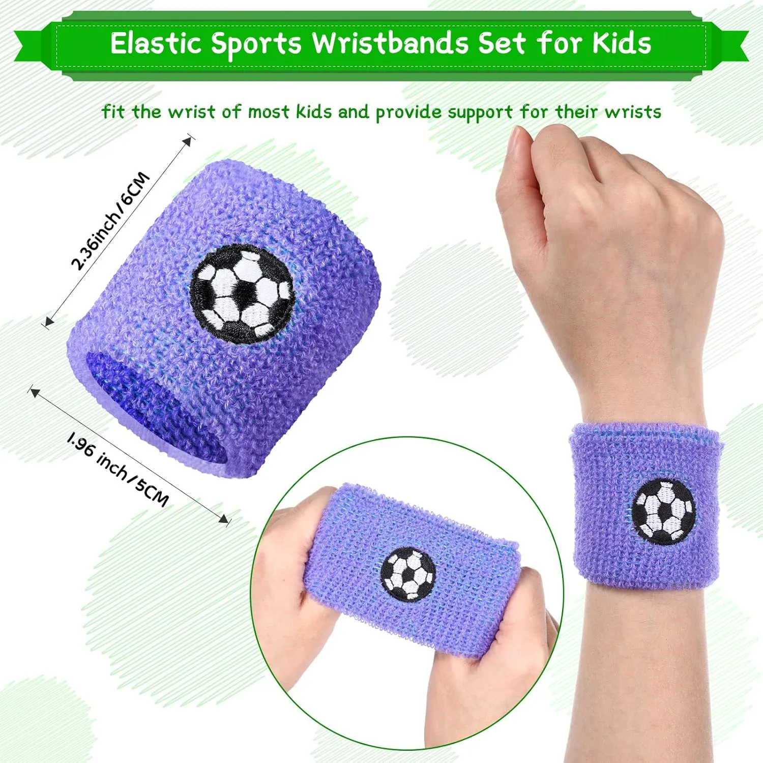 Zomiboo 24 Pieces Kids Sweatbands, Children's Athletic Wristbands, Sports Party Favors for Sports Birthday Party